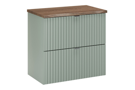 Promotii - Set Mobilier Baie LINE REED GREEN 60 cm, cu Blat, Mânere Crom Lucios, Verde Trestie - COMAD