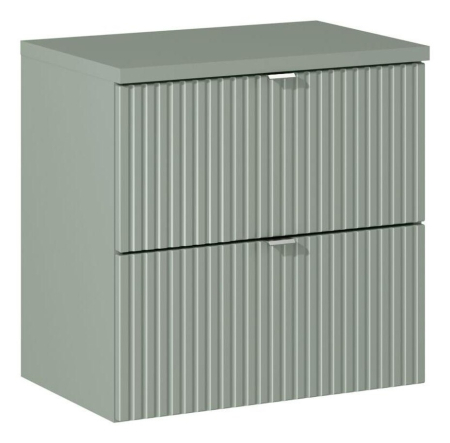 Promotii - Set Mobilier Baie Line Reed Green 60 cm, cu Blat, Verde Trestie - COMAD
