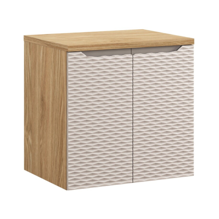 Mobilier Baie - Set Mobilier Baie Ocean Beige 60 cm, cu Blat, Bej, Stejar Uleiat - COMAD