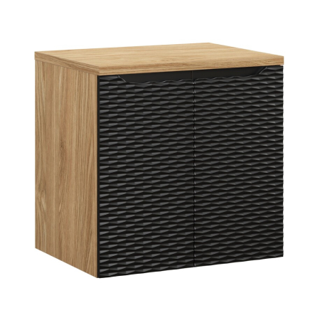 Mobilier Baie - Set Mobilier Baie Ocean Black 60 cm, cu Blat, Stejar Uleiat, Negru Mat - COMAD