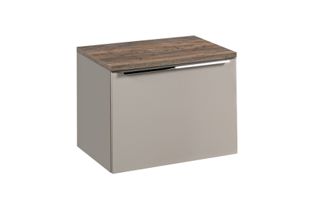 Mobilier Baie - Set Mobilier Santa Fe Taupe 60 cm, cu Blat, Gri Argilă, Stejar Vintage - COMAD
