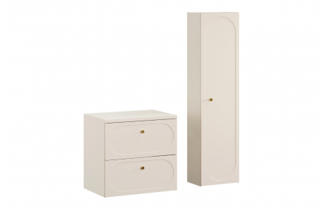Seturi mobilier baie - Set mobilier baie 60cm Donna Sand cu blat si dulap inalt COMAD