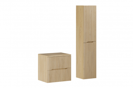 Seturi mobilier baie - Set mobilier baie 60cm cu blat si dulap inalt Nordic Cremona, COMAD