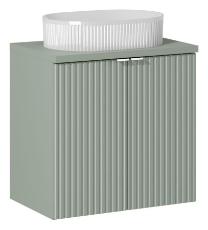 Promotii - Set Mobilier Line Reed Green 60 cm, cu blat și lavoar pe blat, Verde Trestie - COMAD