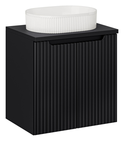 Promotii - Set Mobilier Nova Black 60 cm, cu Blat și Lavoar pe Blat Beyond, Negru Mat - COMAD