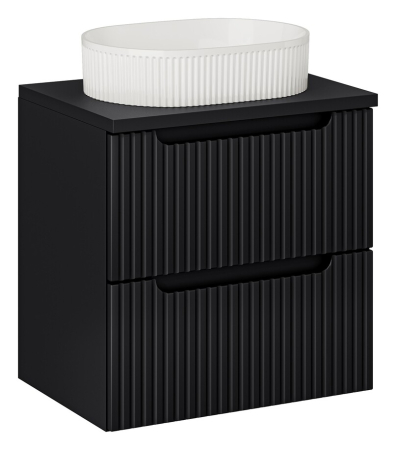 Promotii - Set Mobilier Nova Black 60 cm, cu Blat și Lavoar pe Blat Beyond, Negru Mat - COMAD