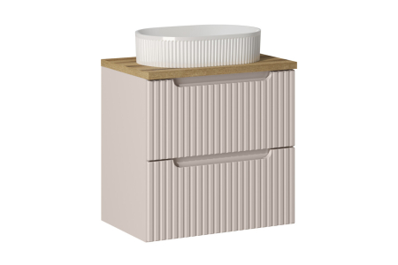 Promotii - Set Mobilier Nova Cashmere 60 cm, cu Blat și Lavoar pe Blat Beyond, Stejar Coast Evoke și Cașmir Mat - COMAD