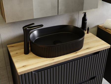 Set mobilier 60cm cu blat, lavoar pe blat Beyond și coloană de baie Nova Denim COMAD SET-NOD B OAK 60CM S UN BEYOND HC [12]