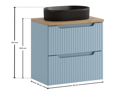 Set mobilier 60cm cu blat, lavoar pe blat Beyond și coloană de baie Nova Denim COMAD SET-NOD B OAK 60CM S UN BEYOND HC [2]