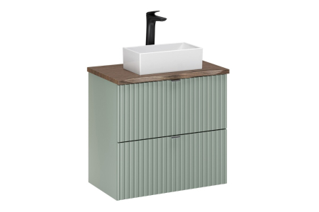 Promotii - Set Mobilier Baie LINE REED GREEN 60 cm, cu Blat și Lavoar pe Blat Gaja, Verde Trestie - COMAD