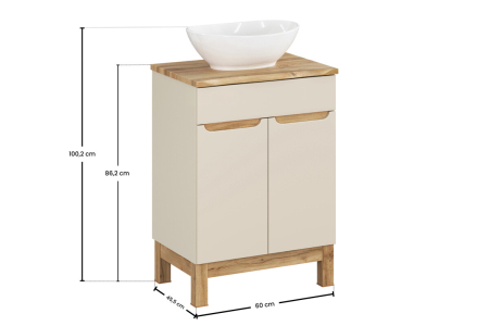 Set mobilier 60 cm cu blat, lavoar pe blat Lola, dulap înalt și dulap cu oglindă Bali Cashmere COMAD SET-BAC B NAT WOTAN 60CM UN LOLA HC MC [3]