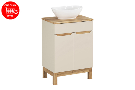 Set mobilier 60 cm cu blat, lavoar pe blat Lola, dulap înalt și dulap cu oglindă Bali Cashmere COMAD SET-BAC B NAT WOTAN 60CM UN LOLA HC MC [2]