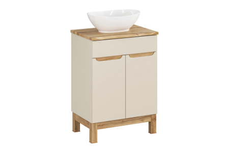 Produse - Set mobilier 60 cm cu blat, lavoar pe blat Lola, dulap înalt și dulap cu oglindă Bali Cashmere COMAD SET-BAC B NAT WOTAN 60CM UN LOLA HC MC