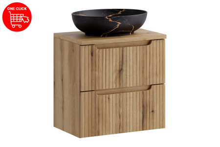 Set Mobilier Baie Nova Coast Evoke 60 cm, cu blat și lavoar pe blat Mona, Stejar - COMAD [1]