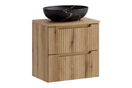 Promotii - Set Mobilier Baie Nova Coast Evoke 60 cm, cu blat și lavoar pe blat Mona, Stejar - COMAD