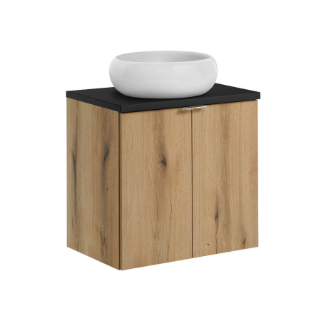 Promotii - Set mobilier 60cm cu blat, lavoar pe blat Wiki și un dulap înalt Nova Oak COMAD SET-NOA B BLACK 60CM D UN WIKI SW HC