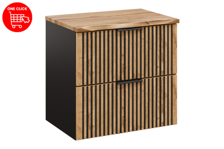 Set Mobilier Baie Xilo 60 cm, cu Blat, Stejar Wotan și Negru Mat - COMAD [1]