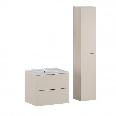 Seturi mobilier baie - Set mobilier baie 60cm cu lavoar Dalia Cashmere și dulap înalt