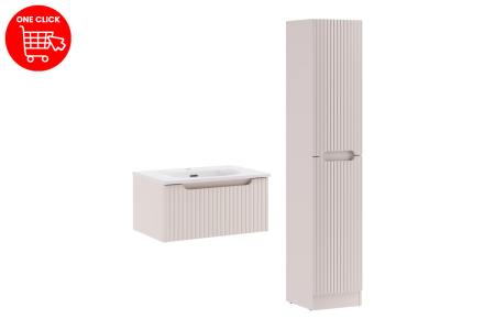 Set Mobilier Baie Nova Cashmere 60 cm, cu Lavoar și Coloană Înaltă, Cașmir Mat - COMAD [1]