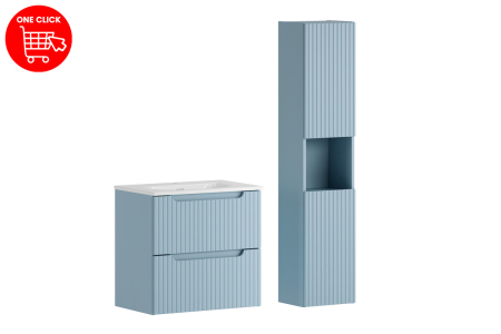 Set Mobilier Nova Denim 60 cm, cu lavoar încorporat SKY, coloană înaltă, Denim - COMAD [1]