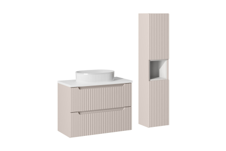 Promotii - Set mobilier 80 cm cu blat, lavoar pe blat Beyond și coloană Nova Cashmere COMAD SET-NOCBWHITE80CMSUNBEYOND5HHC