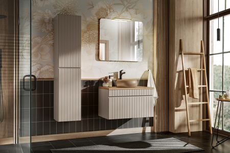Promotii - Set mobilier 80 cm cu blat, lavoar pe blat Wiki, coloană și oglindă Iconic Cashmere COMAD SET - ICC B 80 CM UN WIKI MC 2
