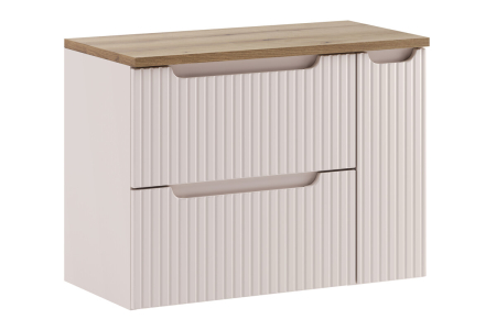 Promotii - Set Mobilier Baie Nova Cashmere 80 cm, cu blat și coloană cargo, Cașmir Mat - COMAD