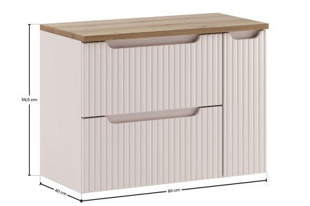 Set Mobilier Baie Nova Cashmere 80 cm, cu blat și coloană cargo, Cașmir Mat - COMAD [3]