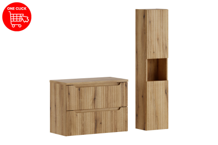 Set Mobilier Nova Coast Evoke 80 cm, cu blat și coloană, Stejar - COMAD [1]