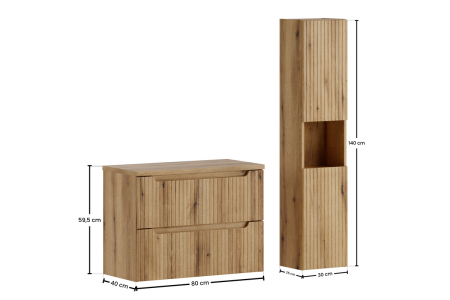 Set Mobilier Nova Coast Evoke 80 cm, cu blat și coloană, Stejar - COMAD [2]