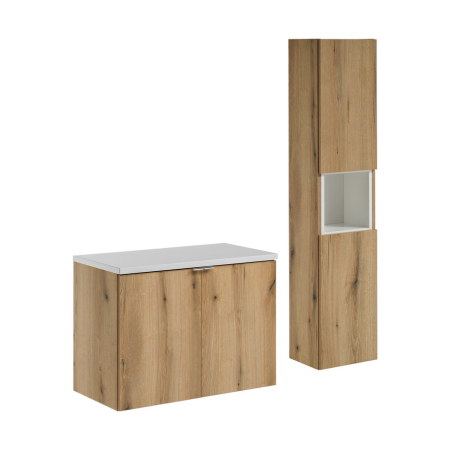 Promotii - Set mobilier 80 cm cu blat și coloană Nova Oak COMAD SET-NOA B WHITE 80CM D HC