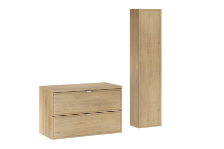 Produse - Set Mobilier Baie Terra Cremona 80 cm, cu Blat și Coloană Înaltă, Stejar Cremona - COMAD