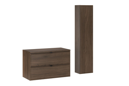 Produse - Set Mobilier Baie Terra Villa 80 cm, cu Blat și Coloană, Nuc Villa - COMAD