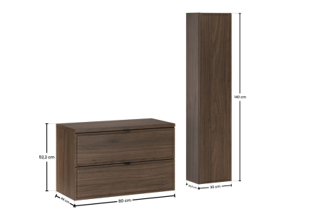 Set Mobilier Baie Terra Villa 80 cm, cu Blat și Coloană, Nuc Villa - COMAD [2]