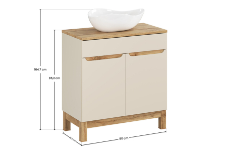 Set mobilier 80cm cu blat, lavoar pe blat Cloud și dulap înalt Bali Cashmere COMAD SET-BAC B WOTAN 80CM UN CLOUD HC LC [3]