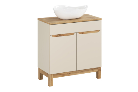 Promotii - Set mobilier 80cm cu blat, lavoar pe blat Cloud și dulap înalt Bali Cashmere COMAD SET-BAC B WOTAN 80CM UN CLOUD HC LC