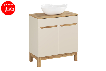 Set mobilier 80cm cu blat, lavoar pe blat Cloud și dulap înalt Bali Cashmere COMAD SET-BAC B WOTAN 80CM UN CLOUD HC LC [2]