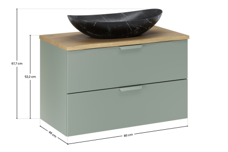 Set mobilier 80 cm cu blat și lavoar pe blat Lena Aster Green COMAD SET-ASG B CREMONA 80CM UN LENA [2]
