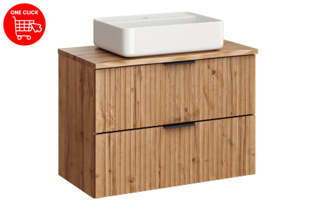 Set Mobilier Adel Oak 80 cm, cu Blat și Lavoar Magic, Stejar Wotan - COMAD [1]