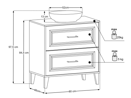 Set mobilier 80 cm cu blat și lavoar pe blat Mona Dorothy Ristretto SET-DOR B 80CM UN MONA COMAD [2]