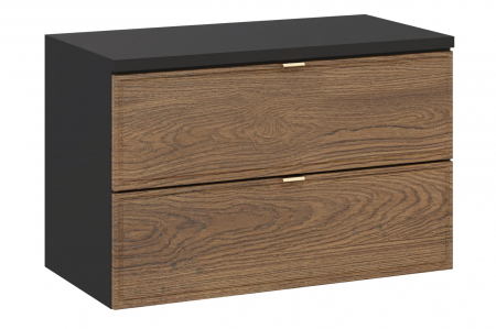 Seturi mobilier baie - Set mobilier baie 80 cm, negru mat, stejar Casella, cu blat Talia Casella, COMAD
