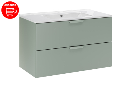 Set Mobilier Baie Aster Green 80 cm, cu lavoar, Verde Mat - COMAD [1]