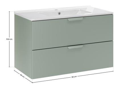 Set Mobilier Baie Aster Green 80 cm, cu lavoar, Verde Mat - COMAD [2]