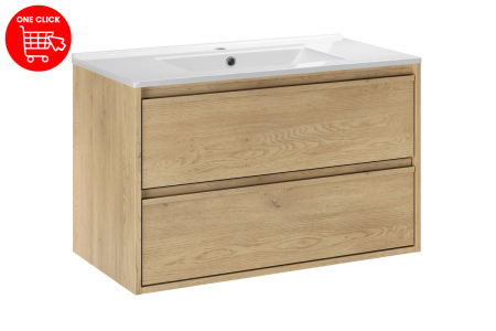 Set Mobilier Baie Viola Cremona 80 cm, cu lavoar, Stejar Cremona - COMAD [1]