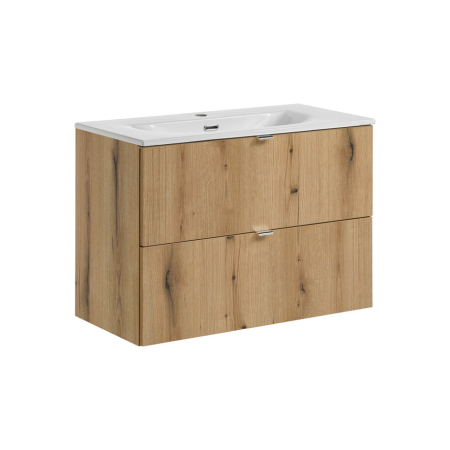 Promotii - Set Mobilier Baie Nova Oak 80 cm, cu Lavoar Dance, Stejar Coast Evoke - COMAD