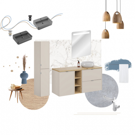 Set mobilier baie 80 cm, finisaj Cashmere, FLY Bella, cu lavoar, COMAD [2]