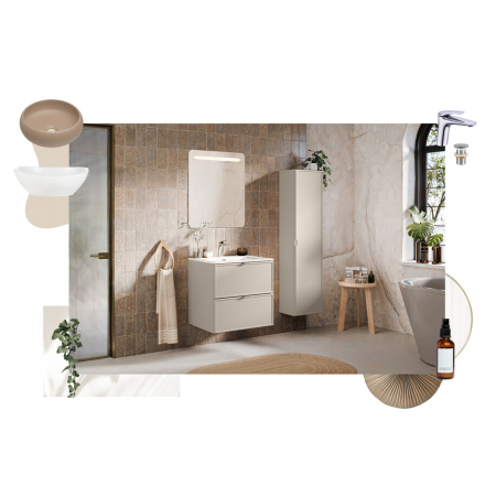 Set mobilier baie 80 cm, finisaj Cashmere, FLY Bella, cu lavoar, COMAD [3]