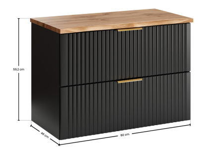 Set mobilier 80cm cu blat Adel Black SET-ADB B NAT WOTAN 80CM COMAD [2]