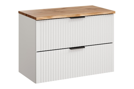 Promotii - Set Mobilier Baie Adel White 80 cm, cu Blat, Alb Mat - COMAD