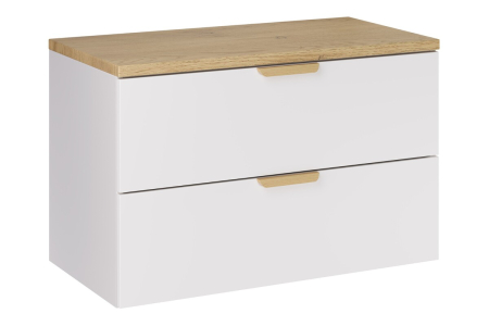 Promotii - Set Mobilier Aster White 80 cm, cu Blat, Alb Mat, Stejar Cremona - COMAD